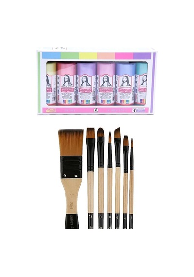 Akrilik Boya İnci Set 6x70ml + Fırça Set 1
