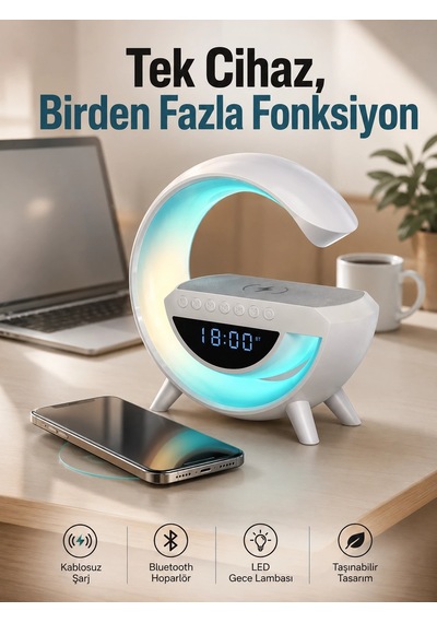 Android Uyumlu Akıllı Bluetooth Hoparlör Kablosuz Şarj Cihazı Standı - 900