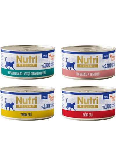 Nutri Feline 4 Çeşit Karma Tahılsız Yetişkin Kedi Konservesi 70 G X 4 Adet