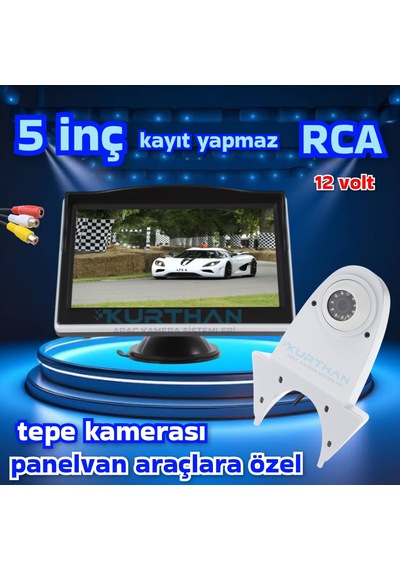 1 Adet Beyaz Tepe Kamera Ve 5 İnç Monitör 12 V Kayıt Yapmaz