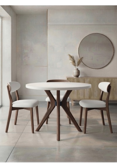 Haven Yuvarlak İskandinav Mutfak Masası 110x110 Ceviz