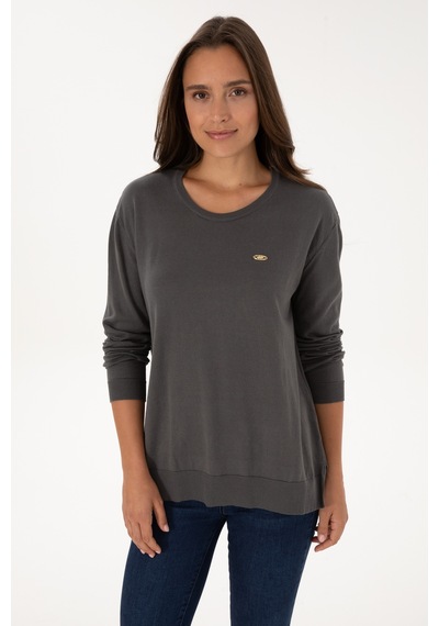 U.S. Polo Assn. Kadın Gri Bisiklet Yaka Basic Kazak 50307735-VR024