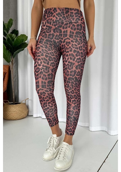 Mine Tan Butik Leopar Desen İçi Şardonlu Kadın Toparlayıcı Tayt - Bordo Bordo