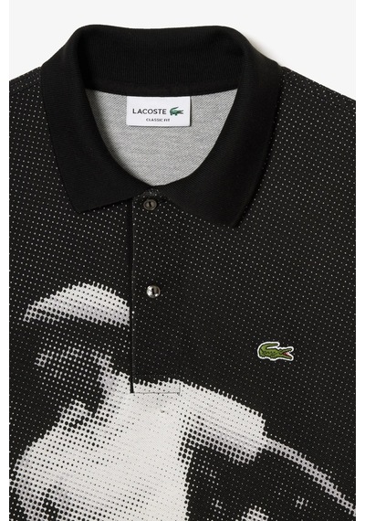 Lacoste L.12.12 Men's Rene Print Classic Fit Polo T-shirt Grafik Baskılı Organik Coton Erkek Polo Yaka Tişört Siyah Lacoste L.12.12 Men's Rene Print Classic Fit Polo T-shirt Grafik Baskılı Organik Coton Erkek Polo Yaka Tişört Siyah
