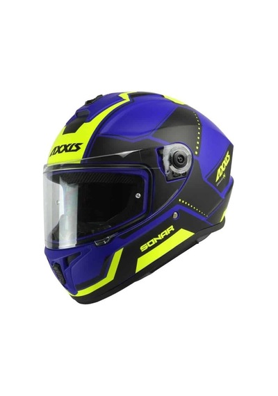 Axxis Draken S Sonar Kapalı Kask Mat Mavi - Sarı