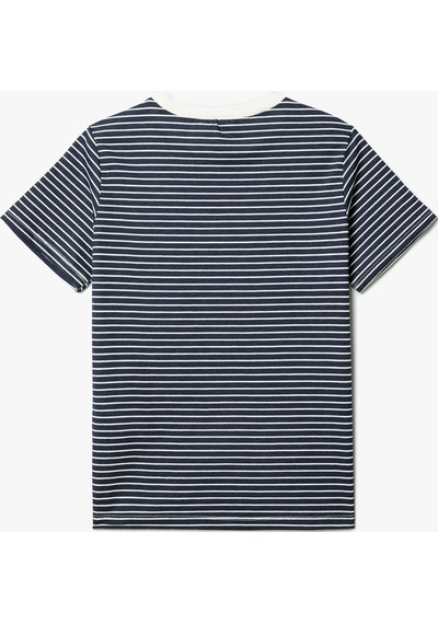 Koton Çizgili T-shirt Kısa Kollu Bisiklet Yaka Pamuklu Lacivert Desenli 4skb10111tk Lacivert