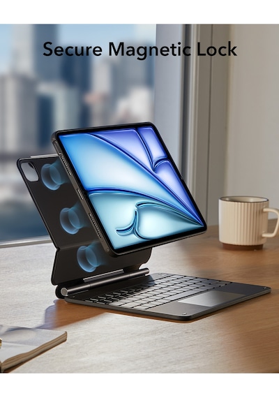 iPad Uyumlu  Air 11 M2/m3/m4/m5 Rebound 360 Manyetik Klavyeli Kılıf Siyah Klavyeli Kılıf