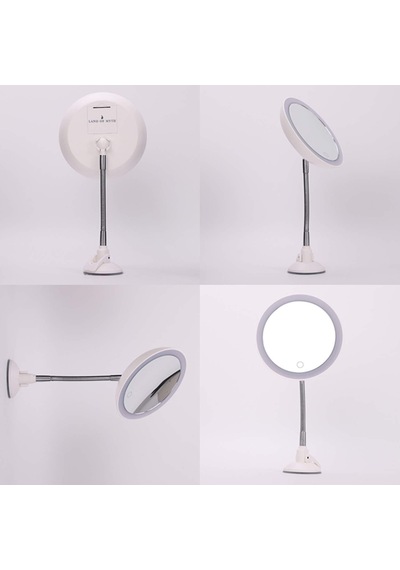 Şerit Led Işıklı Banyo Makyaj-tıraş Aynası, 10x Hd Büyütme, Esnek, Dokunmatik Işık Kısma, Ayarlanabilir Kol Çok Renkli