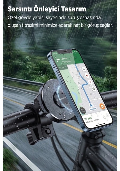 Motosiklet Ve Bisiklet Manyetik Telefon Tutucu Siyah