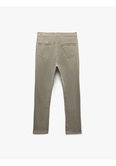 Koton Pamuklu Straight Fit Gabardin Pantolon Gri 5sam40098hw Gri