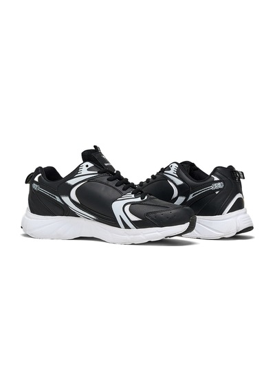Tonny Black Unisex Siyah Cilt Faylon Taban Bağcıklı Spor Ayakkabı Siyah