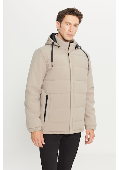 AC&Co / Altınyıldız Classics Erkek Vızon Standart Fit Normal Kesim Dik Yaka Kapüşonlu Yan Cepli Casual Mont VIZON