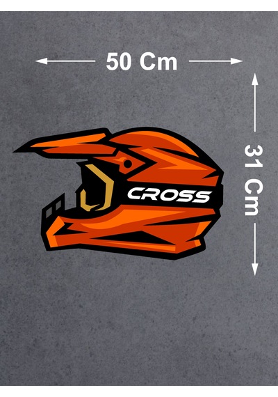 Cross Motosiklet Kask Sticker - Araba Oto Motosiklet Sticker - 00021 50X31 Cm