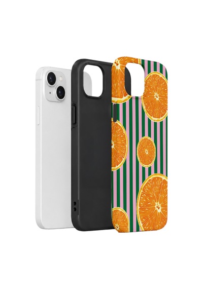 Apple iPhone Uyumlu 15 Plus Vorian Çift Katmanlı Kılıf Orange Grove Cabana