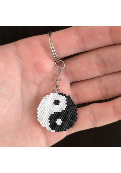 Yin Yang Miyuki Anahtarlık&çanta Süsü Siyah - Beyaz