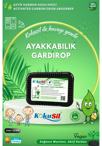 Kokusil Ayakkabı Dolabı, Gardırop Koku Giderici Ve Koku Emici Siyah