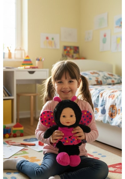 Sevimli Bebek Yüzlü Arı Peluş Oyuncak Arı Kostümlü Bebek 25 Cm - Yumuşak Uyku Arkadaşı Hediyelik Pembe