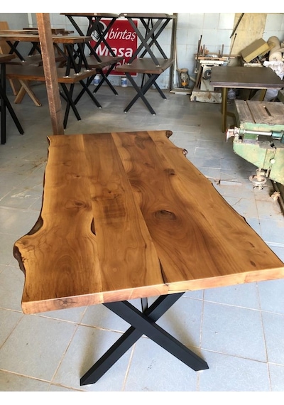 Bintaşmobilya Doğal Ceviz Ağacı Kütük Masa 150X85.Cm