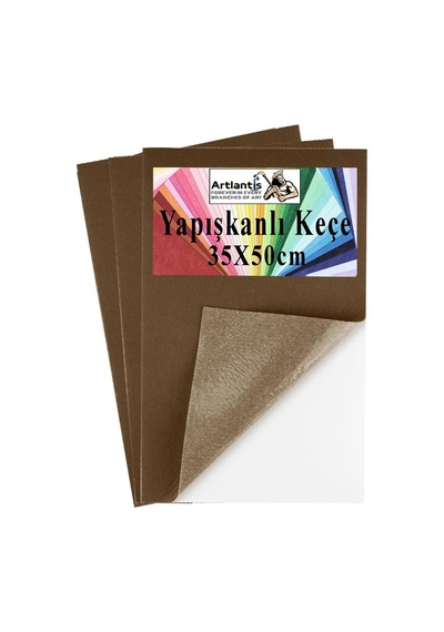 Kahverengi Yapışkanlı Keçe 35x50 Cm 3 Adet 2.0 Mm Kendinden Yapışkanlı Renkli Hobi Keçesi Elişi Keçe Kumaşı Anasınıfı