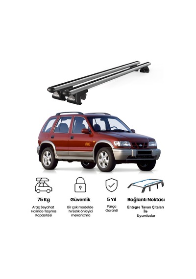 Venüs Kia Sportage 1993-2003 Uyumlu Gri Ara Atkı Port Bagaj Tavan Barı