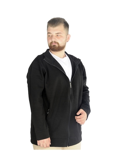 Mode Xl Buyuk Beden Erkek Hırka Fermuarlı Stell Dik Yaka 20571 Siyah 001