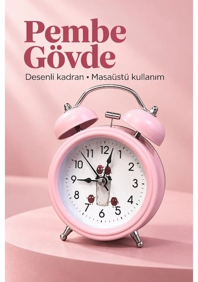 Ers Çift Çanlı Analog Çalar Saat Dekoratif Masa Saati Çok Renkli