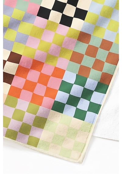 Damalı Geometrik Retro Plaj Havlusu - Renkli Modern Patchwork Hızlı Kuruyan Mikrofiber Havlu Eski Akasya