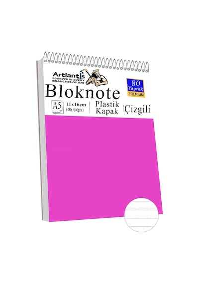 Telli Masaüstü Not Defteri Çizgili A5 Orta Boy 1 Adet Masa Üstü Plastik Kapaklı Spiralli Bloknot Blocknote 80 Yaprak Pembe