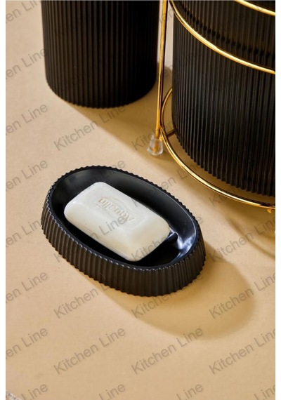 Gold 6 Parça Banyo Seti Metal Standlı Çöp Kovalı Wc Kağıtlık Ve Tuvalet Fırçası Katı- Sıvı Sabunluk Siyah