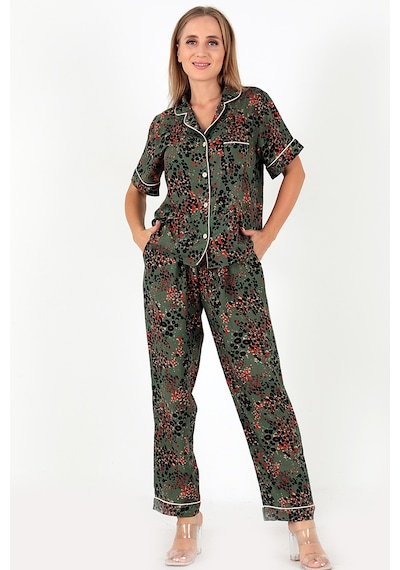 Doremi Desenli Kısa Kollu Kadın Pijama Takım Yeşil-l-xl Yeşil