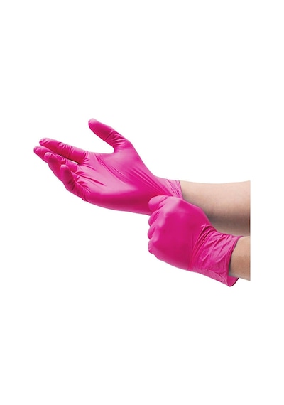 Dolphin Tek Kullanımlık Pembe Nitril Eldiven - Muayne Eldiveni Medium Orta Boy - 100'lü 20 Paket