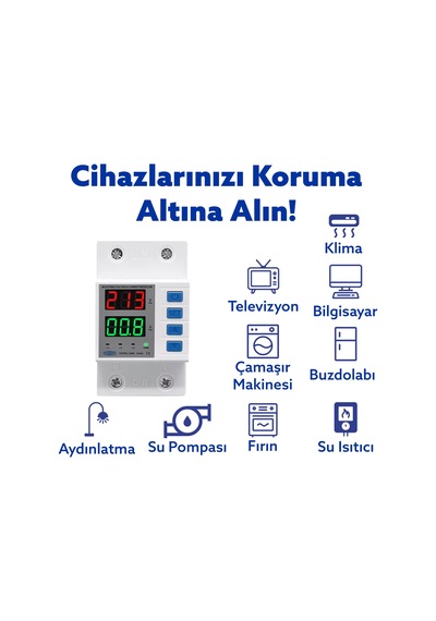 Tomzn Voltaj Ve Akım Koruma Rölesi 63a Yüksek Alçak Gerilim Akım Koruyucu Elektrik Bekçisi Çift Kontaktörlü
