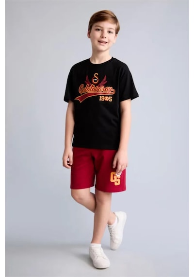 Defacto Galatasaray Oversıze Baskılı Siyah Şort Erkek Çocuk H8001a826hsrd119 Kırmızı-rd119