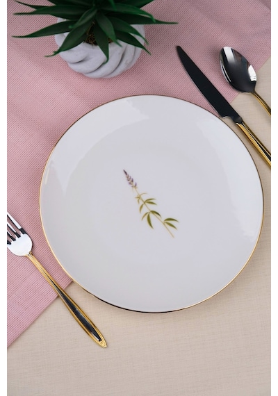 Tabak Evi Porselen Natura Salkım Altın Yaldız Pasta Tabağı 20,50cm Tekli Çok Renkli