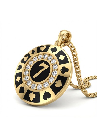 7 Figürlü Poker Chip Kolye Ucu Çok Renkli