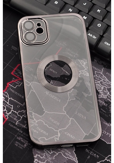 Apple Uyumlu iPhone 11 Siyah Renkli Kenarlı Lazerli Şeffaf Kılıf Lens Korumalı