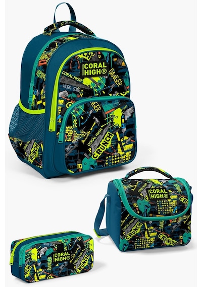 Coral High Kids Nefti Siyah Tamir Seti Desenli 3'lü Okul Çanta Seti Set0114417