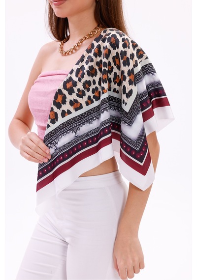 Tarzını Seç Safari Leopar Model Fular Bandana Şal Estascarf 70x70 Cm