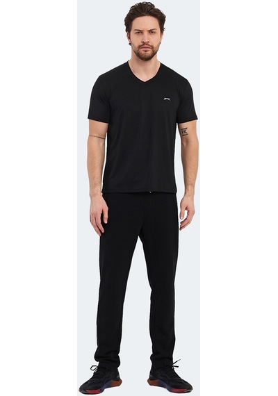 Slazenger KATRIINA Erkek V Yaka Siyah Tişört