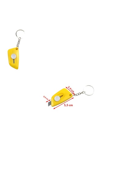 Sarı Renk Minik Maket Bıçağı Anahtarlık 1 Adet Ebat: 5,5 Cm X 2,9 Cm, Bıçak Boyut: 0,9 Cm X 0,9 Cm