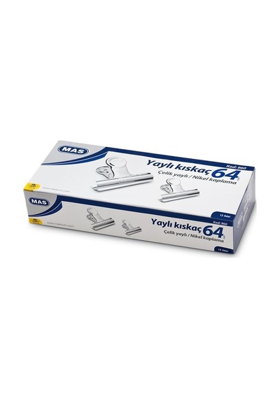 Mas Kıskaç Beyaz Metal Düzine Yaylı 64mm 12'li Paket