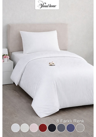Tek Kişilik %100 Pamuk Saten Nevresim Seti Premium Seri 8 Renk Seçeneği 160x220 Beyaz