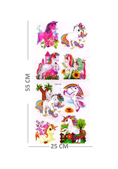 Duvar Sticker Kabartmalı 3 Boyutlu Sticker, 3d Duvar Stiker Xmb006 55x25 Cm - Unicorn Rainbow