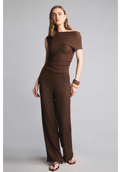 Defacto Wıde Leg Kırışık Dokulu Pantolon E2841ax26spbn167 Kahve-bn167