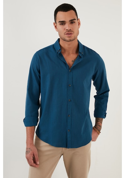 Buratti Pamuklu Regular Fit Düğmeli Yaka Erkek Gömlek Cf20S111871 Indigo