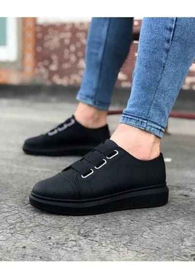 Aymood Jy026 Astor Erkek Günlük Lastikli Cilt Spor Sneaker Ayakkabı Cst - Siyah