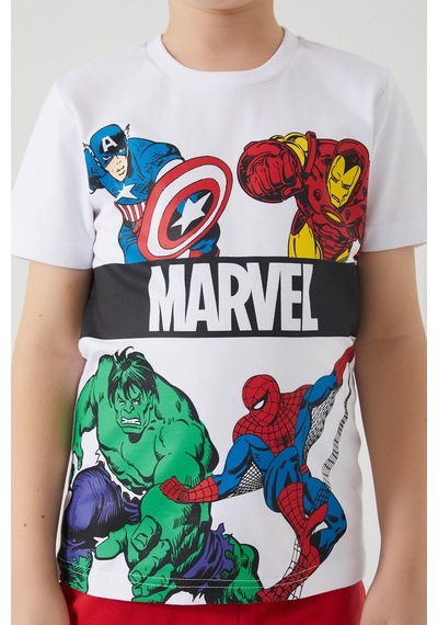 Marvel Comıcs Erkek Çocuk Bermuda Takım Beyaz