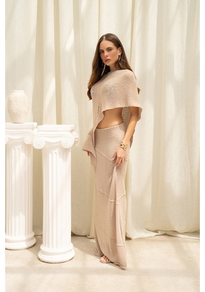Mai Collection Praiano Asimetrik Vizon Crop Etek Takım