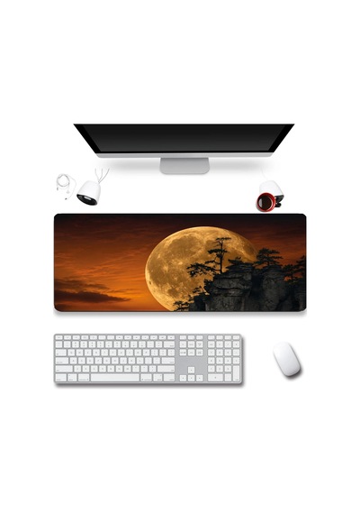 Sonictouch Klavye Mousepad 32x70cm Dikişsiz Pürüzsüz Sıvı Geçirmez Kaymaz Taban Kehribar Ay