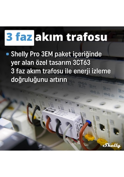 Shelly Pro 3em 3ct 63 Dın Ray Akıllı 3 Faz Enerji Ölçer